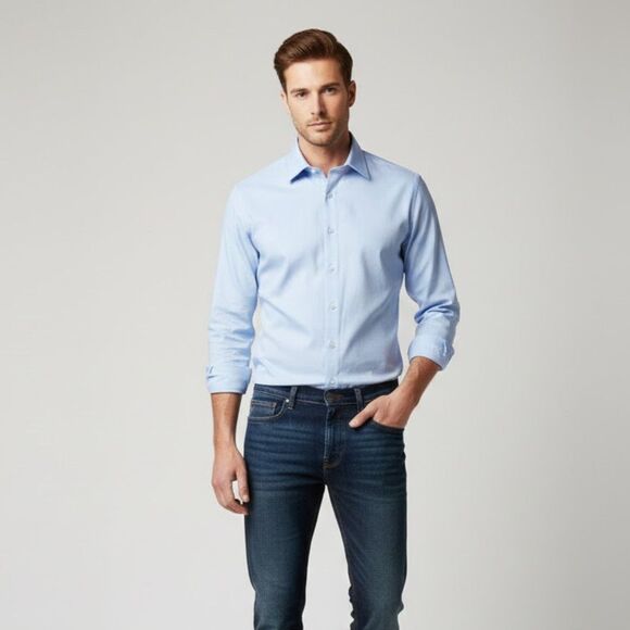 Other - Bachrach Blue Button Down Long Sleeve Shirt Size 15.5